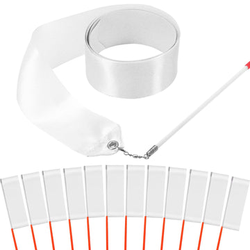 Hiunicorn 12Pcs White Dance Ribbons For 4Th Of July Accessories, Praise Dance Streamers Ribbon Dancer Wands For Party Favors Kids Gymnastics Ballerina Birthday Party Decoration