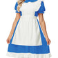 Alice In Wonderland Costume Women Cosplay Elastic Waist White Apron French Maid Dress Xl