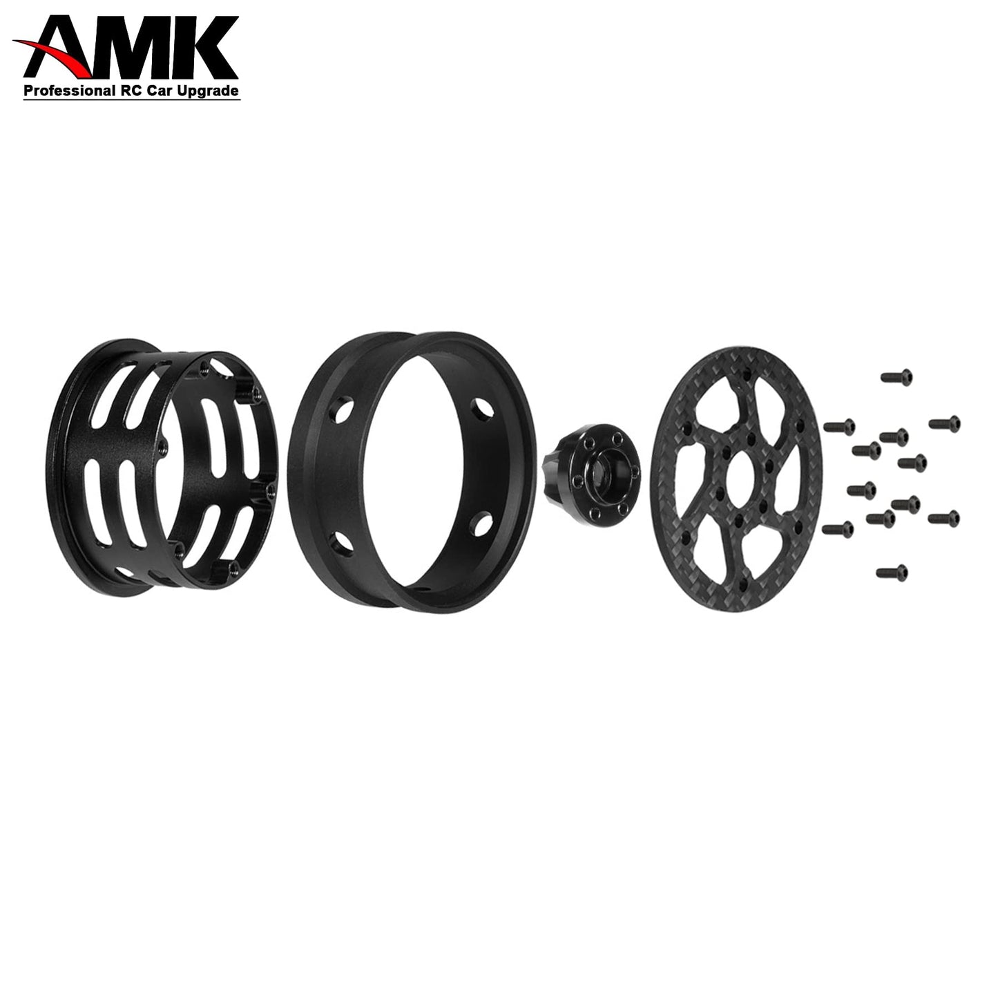 1.9 Beadlock Wheels, 4Pcs Carbon Fiber 1.9 Wheels, 1.41oz/Pcs Lightweight 1.9 Crawler Wheels for Axial SCX10 II SCX10 III Capra