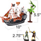 Artcreativity 10 Inch Pirate Boat, Detailed Pirate Ship Toy Playset With 2 Pirate Action Figures & Tree, Fun Pirate Party Favor And Prize, Best Gift For Boys & Girls Ages 3+