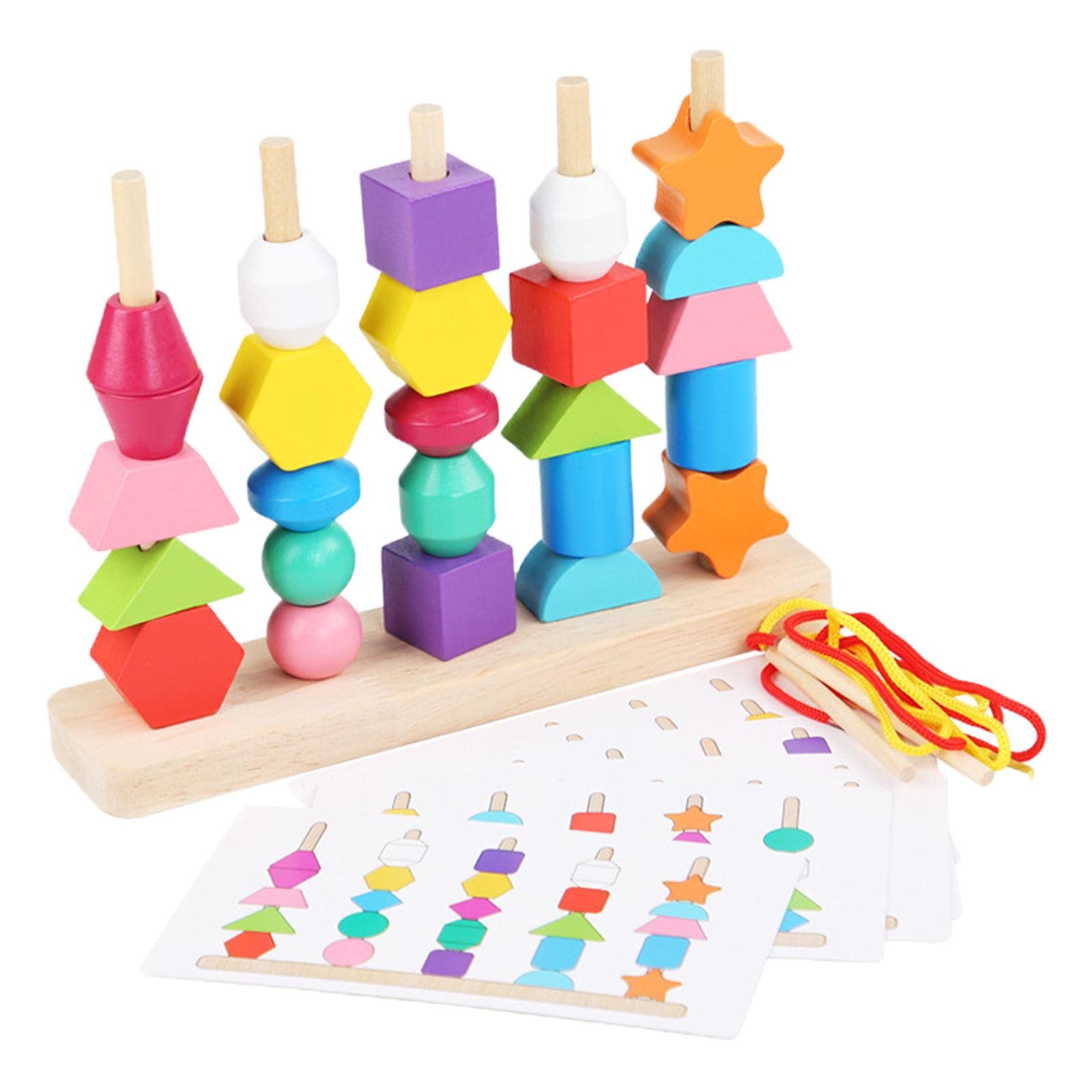 Ilsmysutra Five Sets Beaded Toys Wooden Sensory Toy For Preschool Children Toddlers|Toys For Baby|Developmental Baby Toys