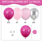 Pink And Silver Balloons, 12 Inch Hot Pink Pastel Pink Latex Balloon Metallic Chrome Silver Helium Balloons For Girls Women Brid