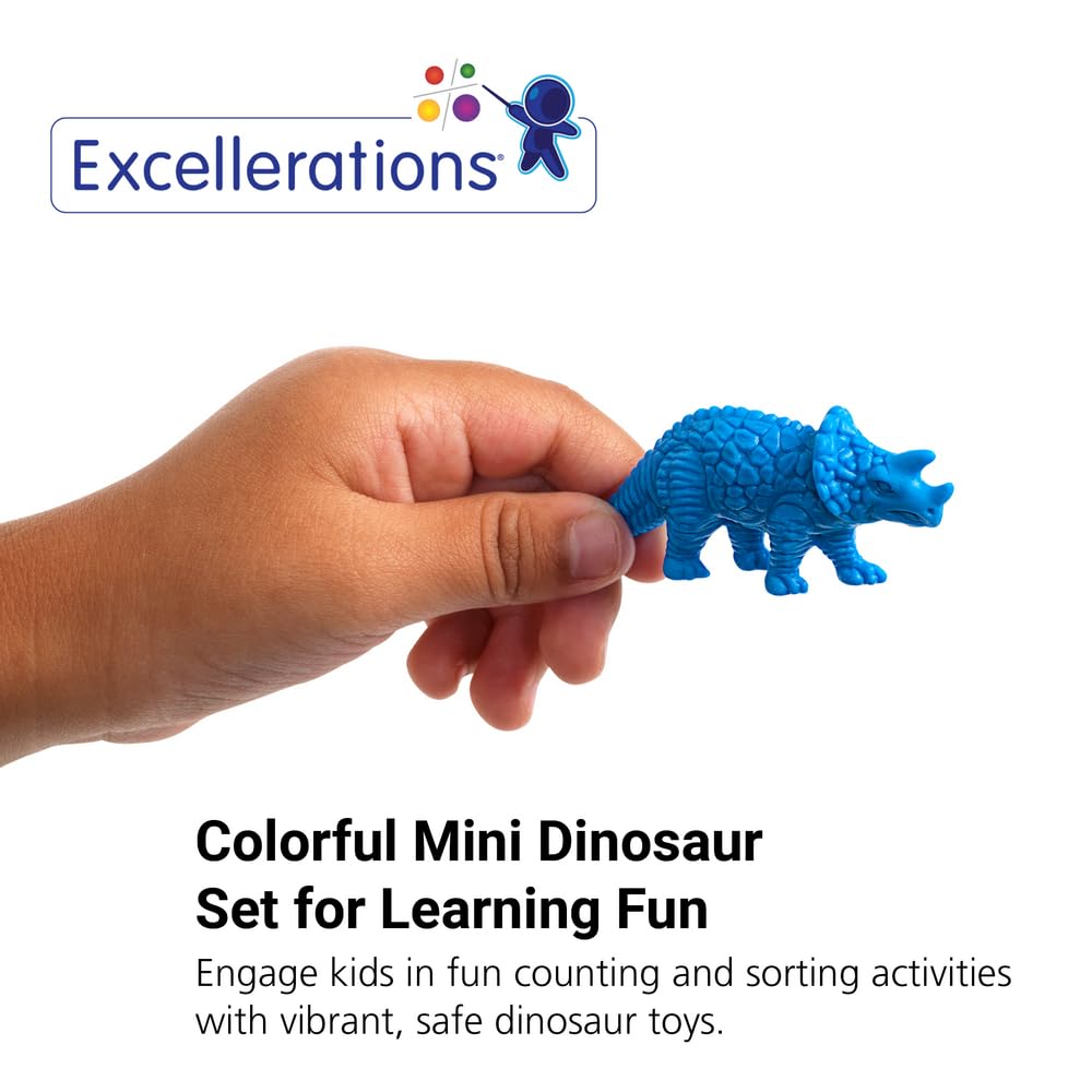 Excellerations Math Manipulatives Set of 128 Mini Dinosaur Counters 1-1/2 inches -2 inches  STEM Educational Toys for Mathematics  Preschool (Item # DNCT1)