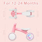 Sereed Colorful Lighting Baby Balance Bike, Toys For 1 Year Old Boys Girls, 12-24 Month Toddler Balance Bike With 4 Silence Wheels, First Birthday Gift (Pink)