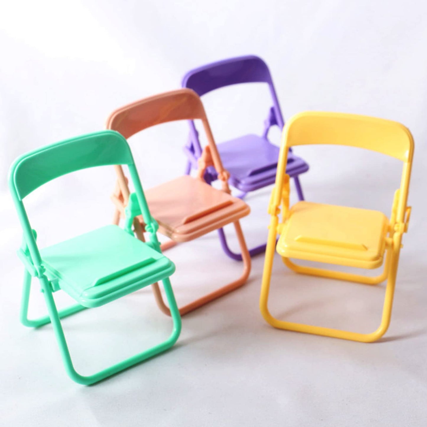 5Pcs Multicolour Simulation Mini Folding Back Small Chair Model Dollhouse Doll House Miniature Plastic Scene Props For Micro Lan
