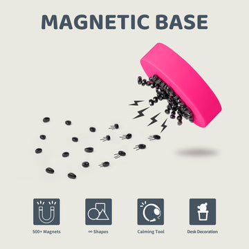 Likee Easy-Shape Ferrite Putty Magnetic Fidget Toys For Men Women Adult Stress Relief, Include Strong Magnet Base & 500+ Black Pebbles, Captivating Desk Decoration Thoughtful Colleague Gifts (Pink)