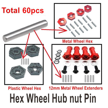 ZDingTech 60PCS 1.5x10mm Dowel Pin,Wltoys 144001 Hinge pin Spare Parts,Wltoys 124017 Hex Wheel Hub Nut Pins RC Car for WLtoys 12
