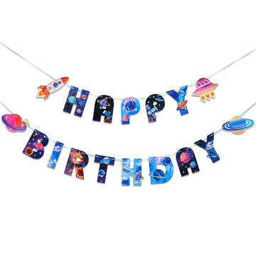 Sunbeauty Universe Outer Space Theme Birthday Banner Galaxy Happy Birthday Party Decoration Space Birthday Decorations Solar Sys