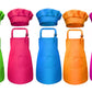Tamicy 10 Pieces Kids Chef Hat and Apron Set - Child Kitchen Bib Aprons with Pockets Girls Boys Chef Hats for Cooking Baking Gar