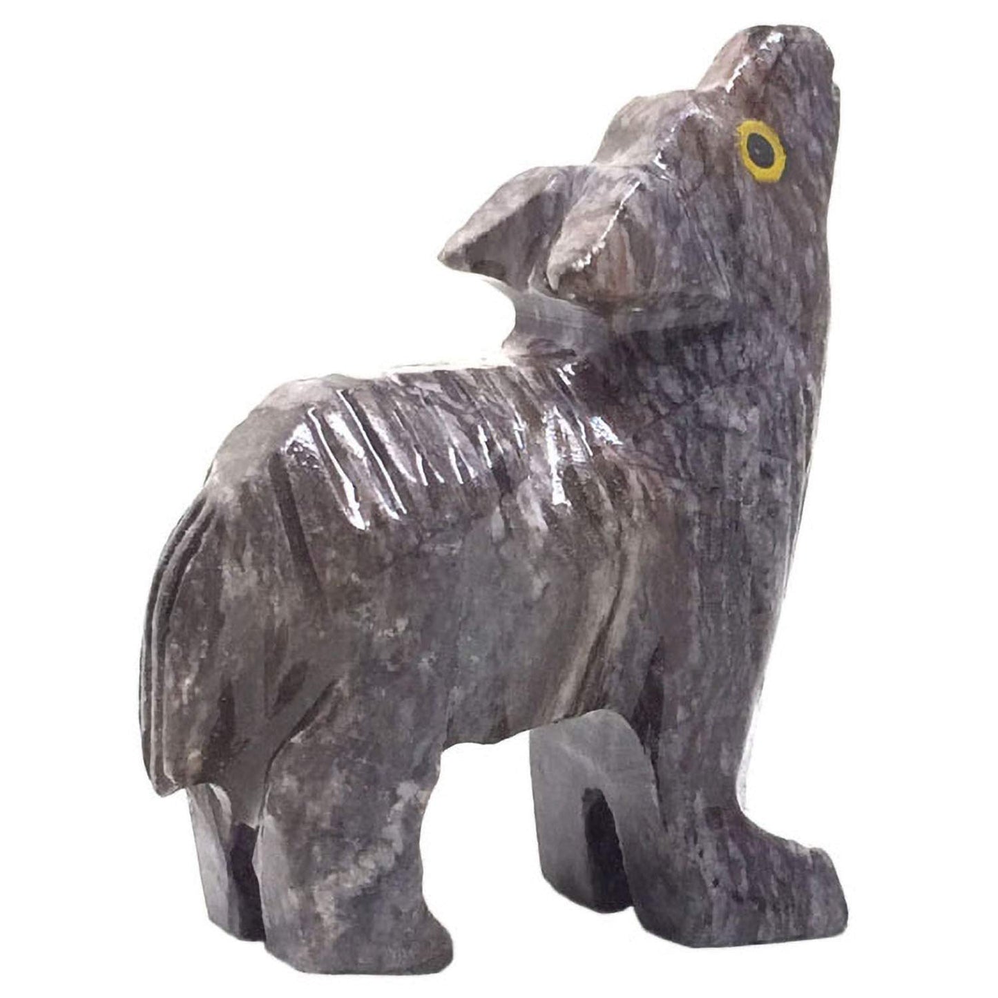 Nelson Creations, Llc 1.5 Inch Wolf Natural Soapstone Hand-Carved Animal Charm Totem Stone Carving Figurine