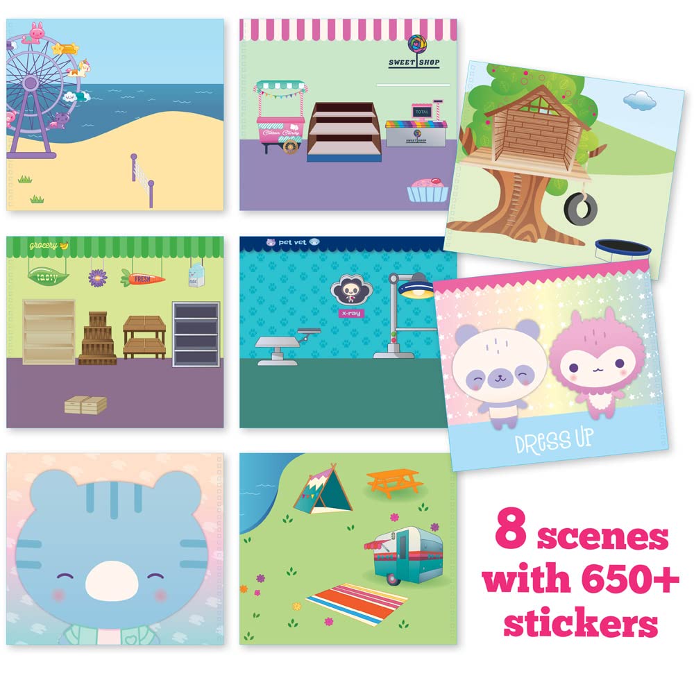 Craft-tastic Reusable Sticker Book - 650+ Stickers, 8 Scene Pages, Multi, Model CT2114T