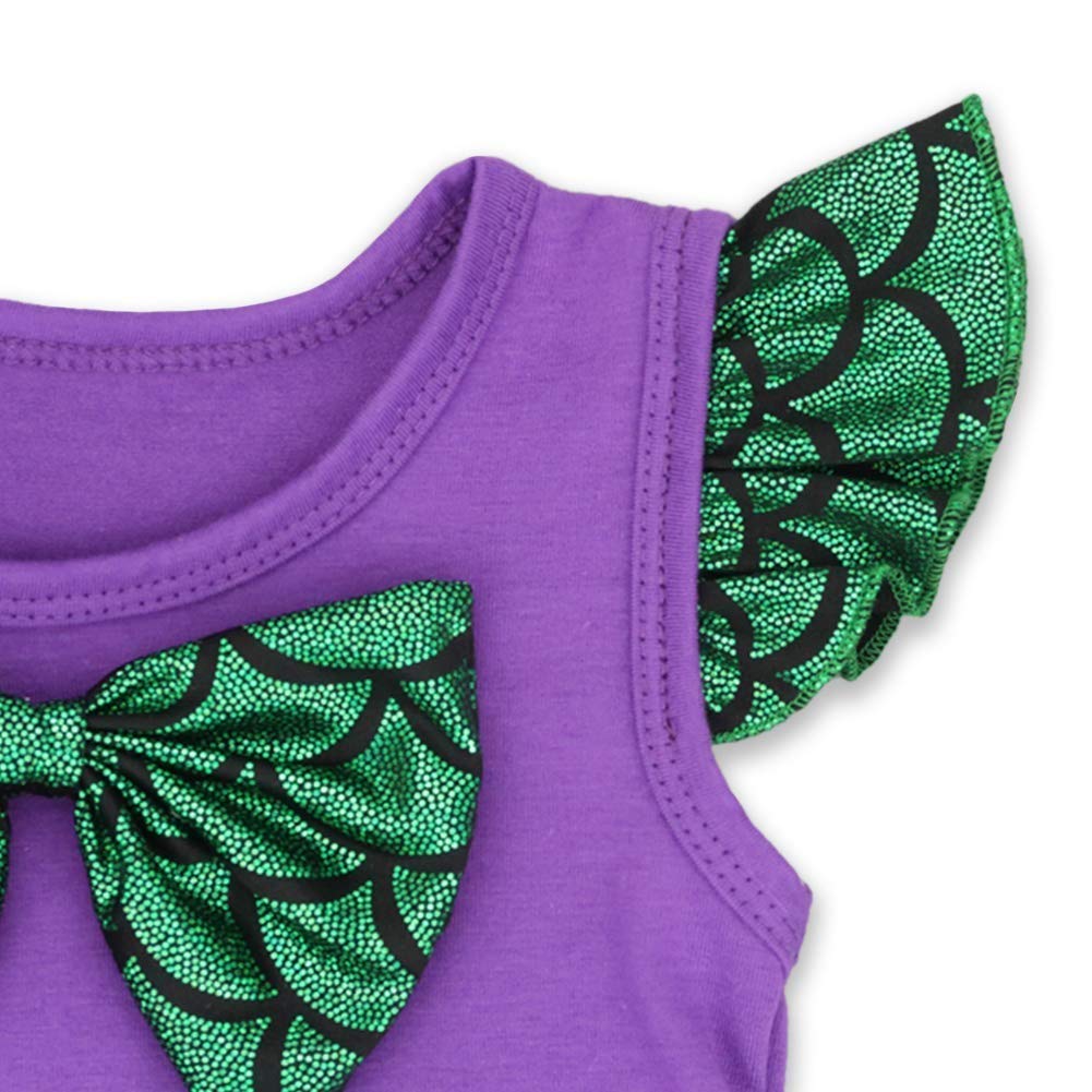 HOIZOSG Baby Girls Mermaid Princess Costume Halloween Christmas Party Outfits Birthday Romper Tutu Dress w/Headband Shoes XL