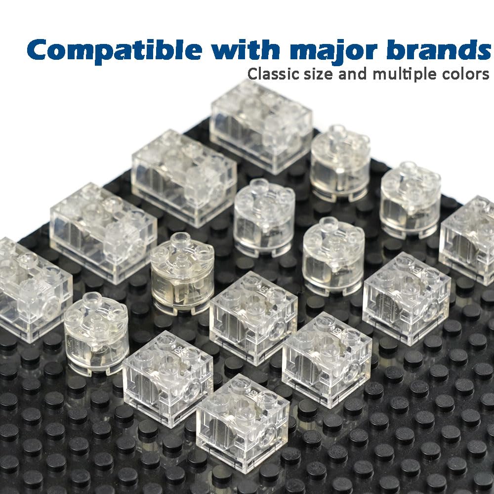 Pasacho Lights Bricks Accessories, Led Light Up Kit Brick Sets, 16Pcs Classic Transparent 2X2 2X3 Building Blocks Toys, Compatible With All Major Brands