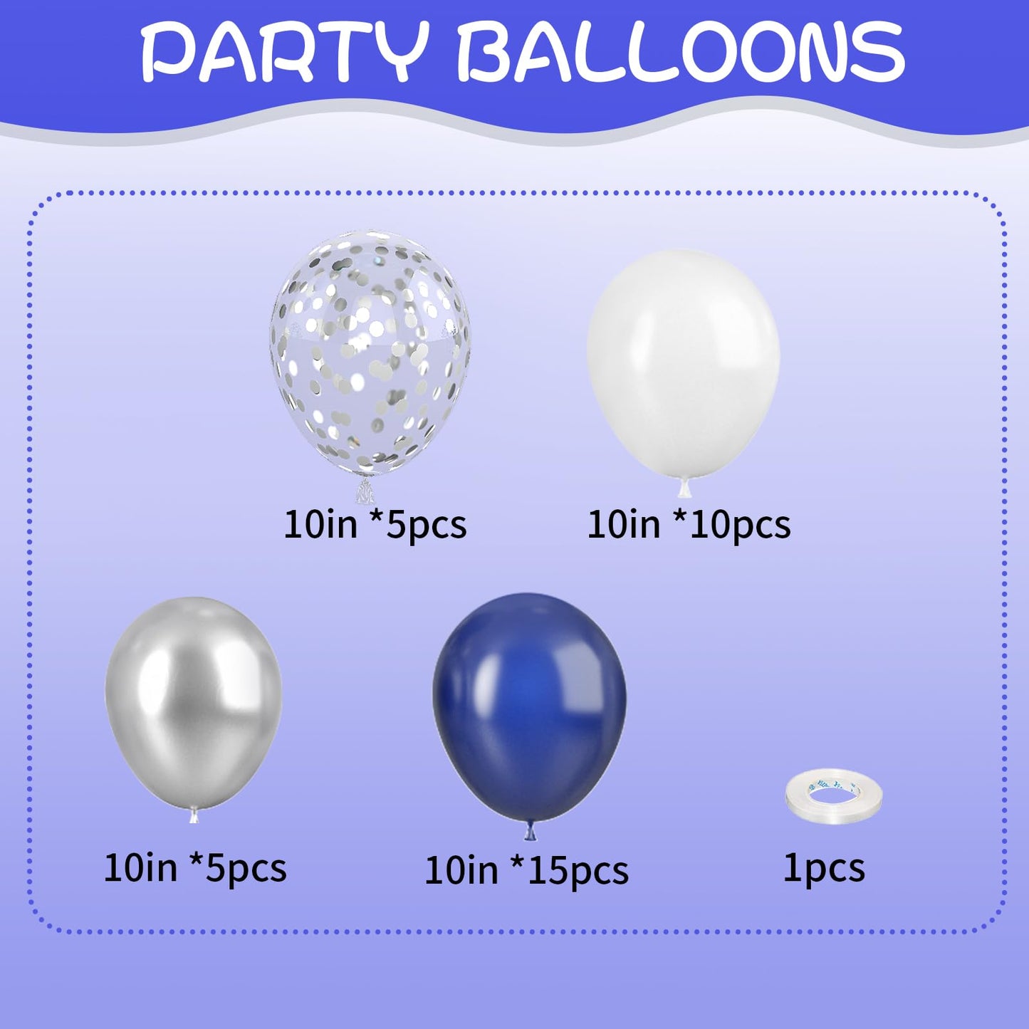 Navy Blue And Silver Balloons, Blue And Silver Balloons, Silver Confetti Balloons Navy Blue White Latex Balloons For Boys Birthd
