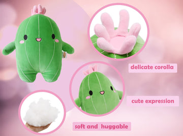 Baboli Cuddly Cactus Stuffed Plant Animal With Smile Face And Pink Antenna Honey Cacti Plush Soft Toy Pretty Sweet Mascot Gifts For Kids Girls And Boys Present For Birthday Or Party 10 Inches