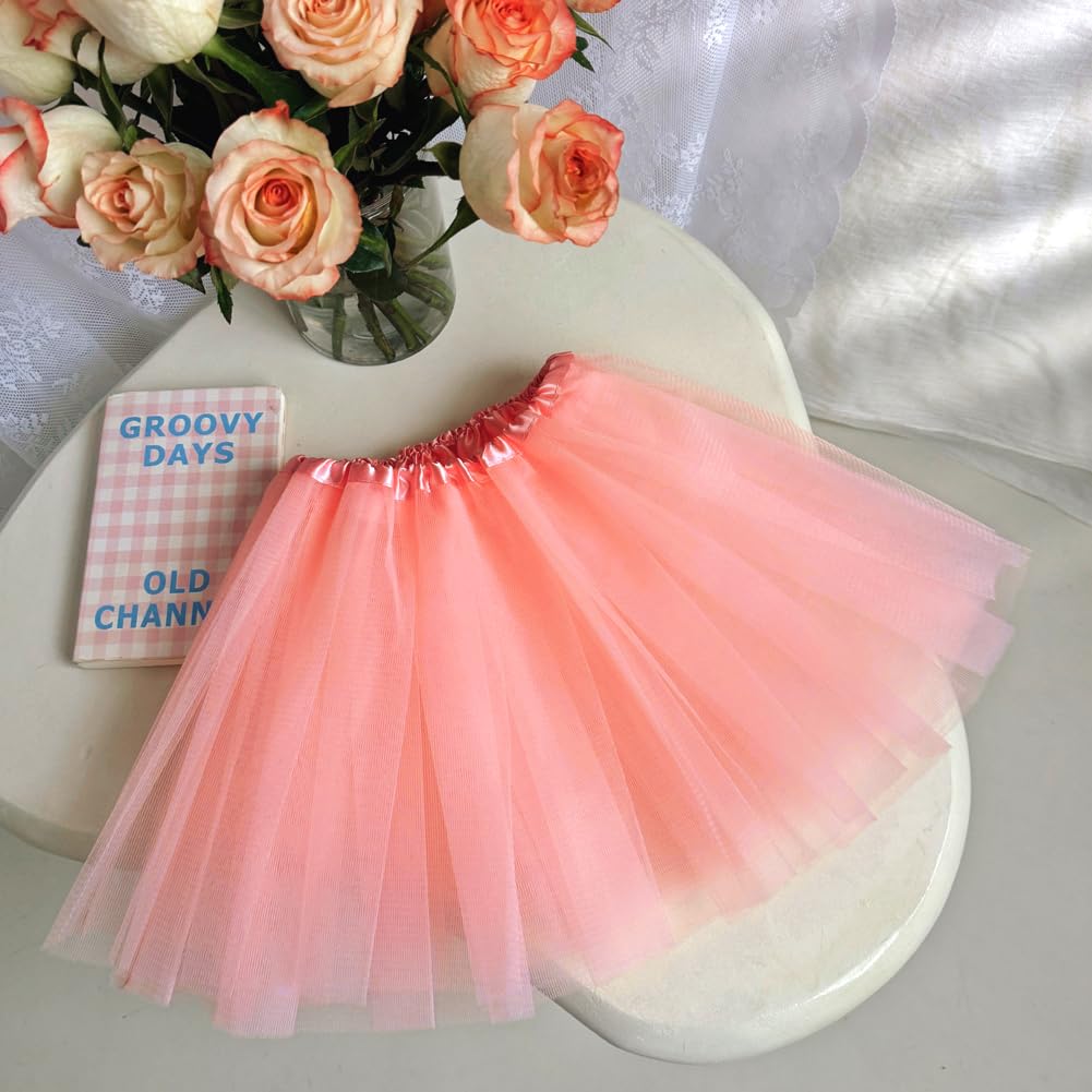 Bgfks Tutu Skirt For Girls,5 Pack Princess Party Favor Dress Skirt Set With Hairclips For 2-8 Years.(Watermelon)