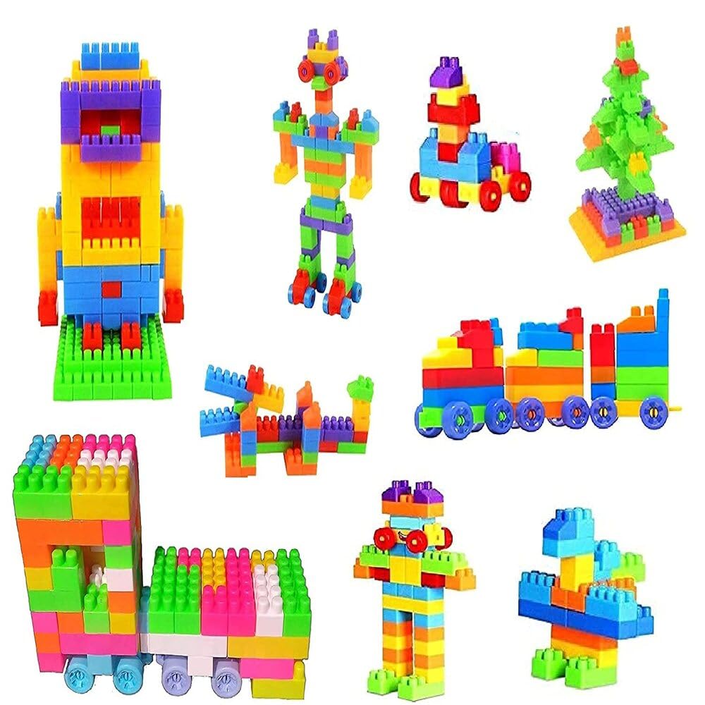 Satsun Building Blocks Toy Set Creative Learning Educational Block Toys (55+ Pcs, Multicolor)