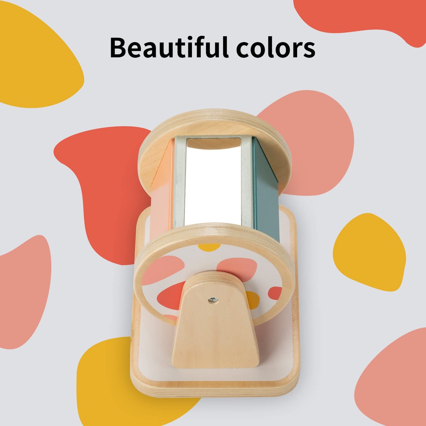 Twefex Montessori Spinning Drum - Colorful Wooden Toy for Babies 6-12 Months, Ideal Montessori Toy for 1-Year-Old Infants, Medium Size