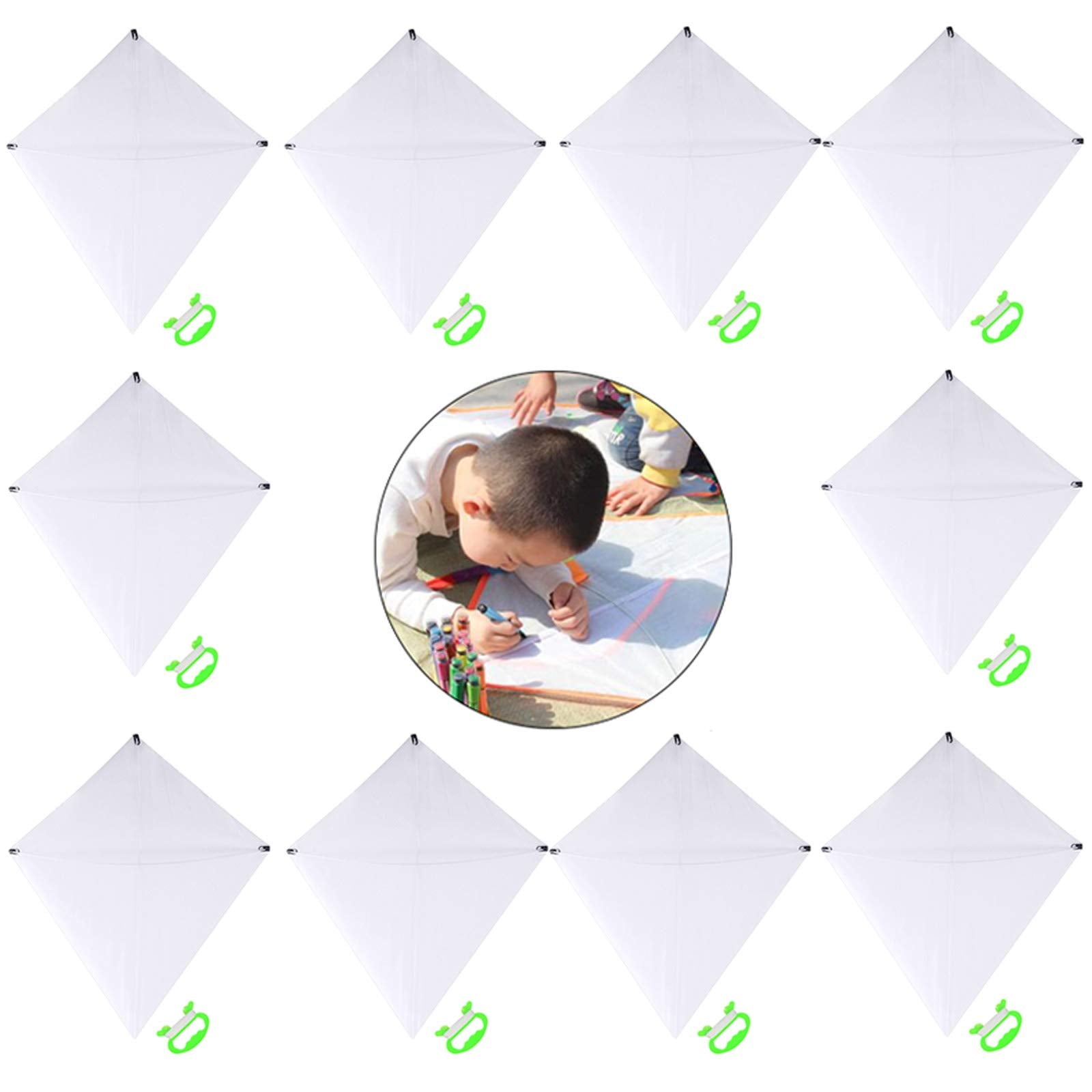 B Bangcool Diy Kids Kite Kites Making Painting White Paper Blank Kites With Swivel Line For Boys & Girls Outdoor Park Beach Grassland Activities(30Pcs)