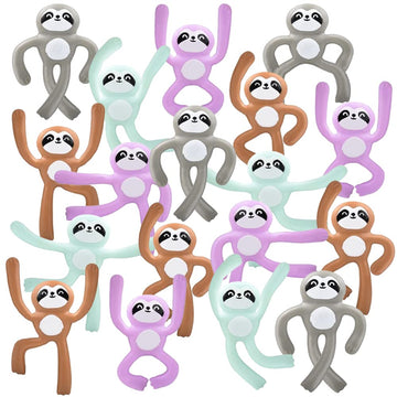Artcreativity Mini Bendable Sloth Toys, Set Of 48, Bendable Animal Toys For Kids In Assorted Colors, Portable Stress Relief Toys For Kids, Fidget Toys For Boys And Girls And Zoo Party Favors