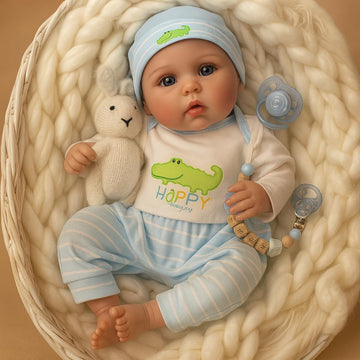 SCOM Lifelike Reborn Baby Dolls - 16 inch Realistic Baby Toddler Dolls Soft Cloth Body Vinyl Limbs  with Clothes and Doll Accessories Gifts for Kids Age 3+