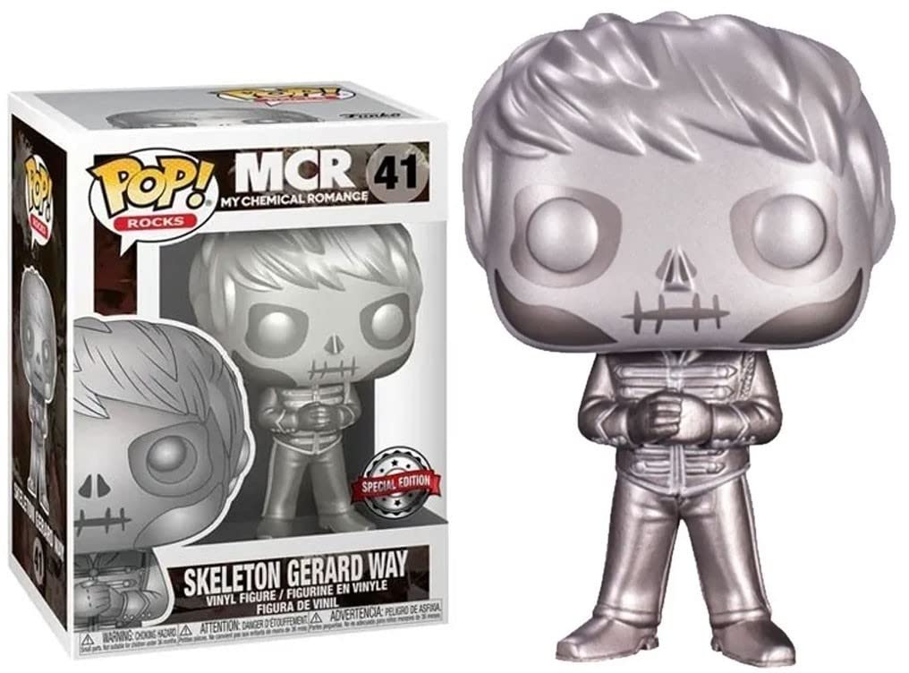 Funko - Skeleton Gerard Way Pop! Vinyl Figure, Metallic, Black And Gray, Modern, Indoor Decoration, Collectible, 4.72 X 2.5 X 6.3 Inches