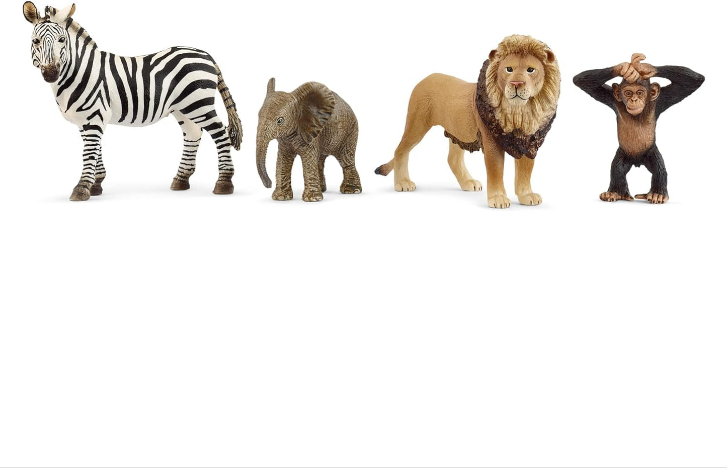 Schleich Wild Life Africa Starter Set - 4-Piece Wildlife Animal Set For Ages 3+, Featuring, Zebra, Elephant Calf, Lion, Chimpanz