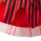 Auggle 3Pc Toddler Baby Girl Outfits Halloween Costume Stripe Skirt Kid Pirate Puff Sleeve Dress With Head Scarf (4T)