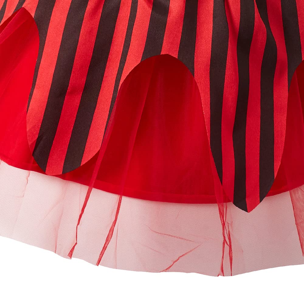 Auggle 3Pc Toddler Baby Girl Outfits Halloween Costume Stripe Skirt Kid Pirate Puff Sleeve Dress With Head Scarf (4T)