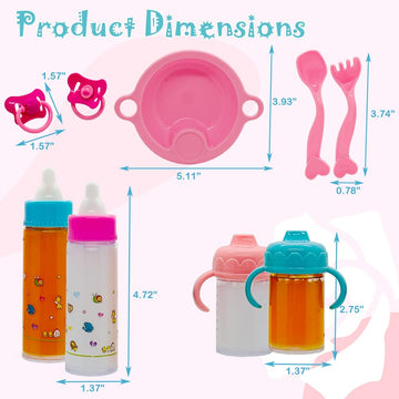 Saiburaz Baby Doll Bottle Accessories Toys Baby Doll Magic Bottles Playset Disappearing Bottles With Pacifier For Little Girls (Big Set(For 12-18' Doll))
