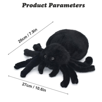 HWD Black Soft Stuffed Spider Doll - Cute Plush Plushie for Kids, Toddler Gifts, Birthdays, Halloween, Christmas Pranks