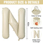 Letter Balloons Beige,40 Inch Letter N Balloons,A-Z Alphabet Name Foil Balloons,Big Single Cream Aluminum N Word Balloons Helium