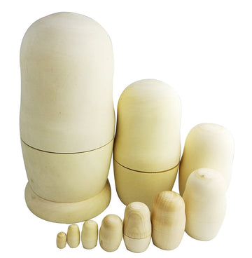Set of 10 Creative Original Blank Unpainted Wooden Russian Nesting Dolls Matryoshka Kids Drawing Toys Christmas Birthday New Yea