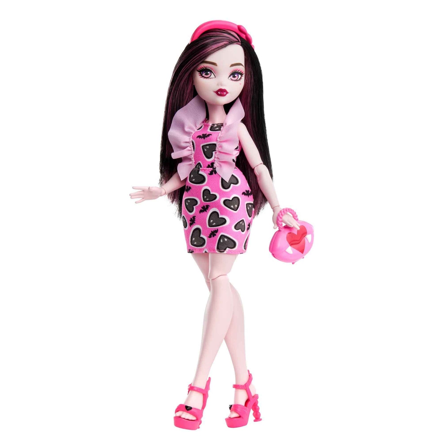 Monster High Draculaura Doll with 10+ Flexible Joints, Pink, Model HKY74, Ideal for Girls Ages 4 and Up