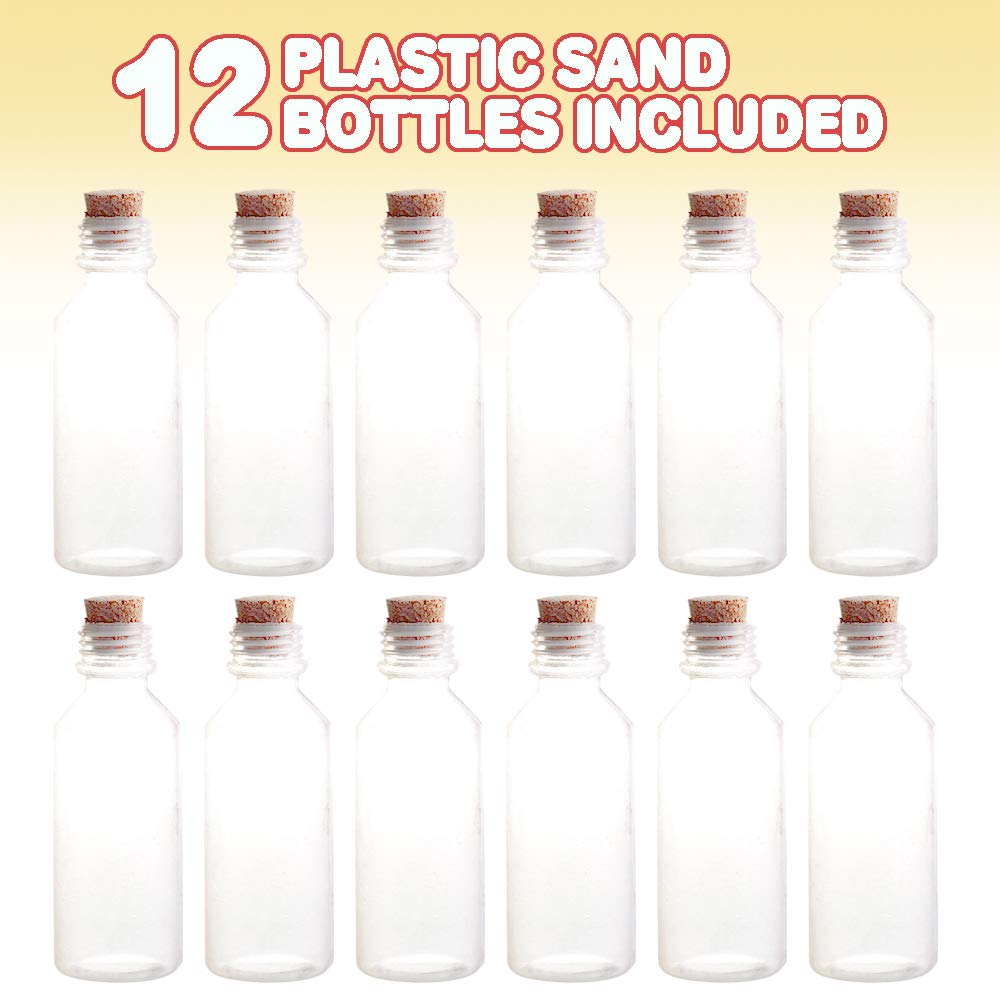 ArtCreativity Plastic Sand Art Bottles with Corks - Pack of 12-2oz Clear Containers for Sand Art, Message in a Bottle, Wedding I