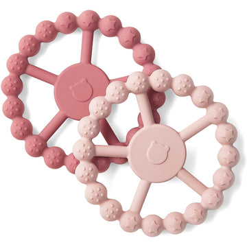 Samigo Baby Teething Toys 0-6 3-6 6-12 Months, Silicone Teether Rings, Chew Toys For Teething Relief - Baby Girls - 2 Pack