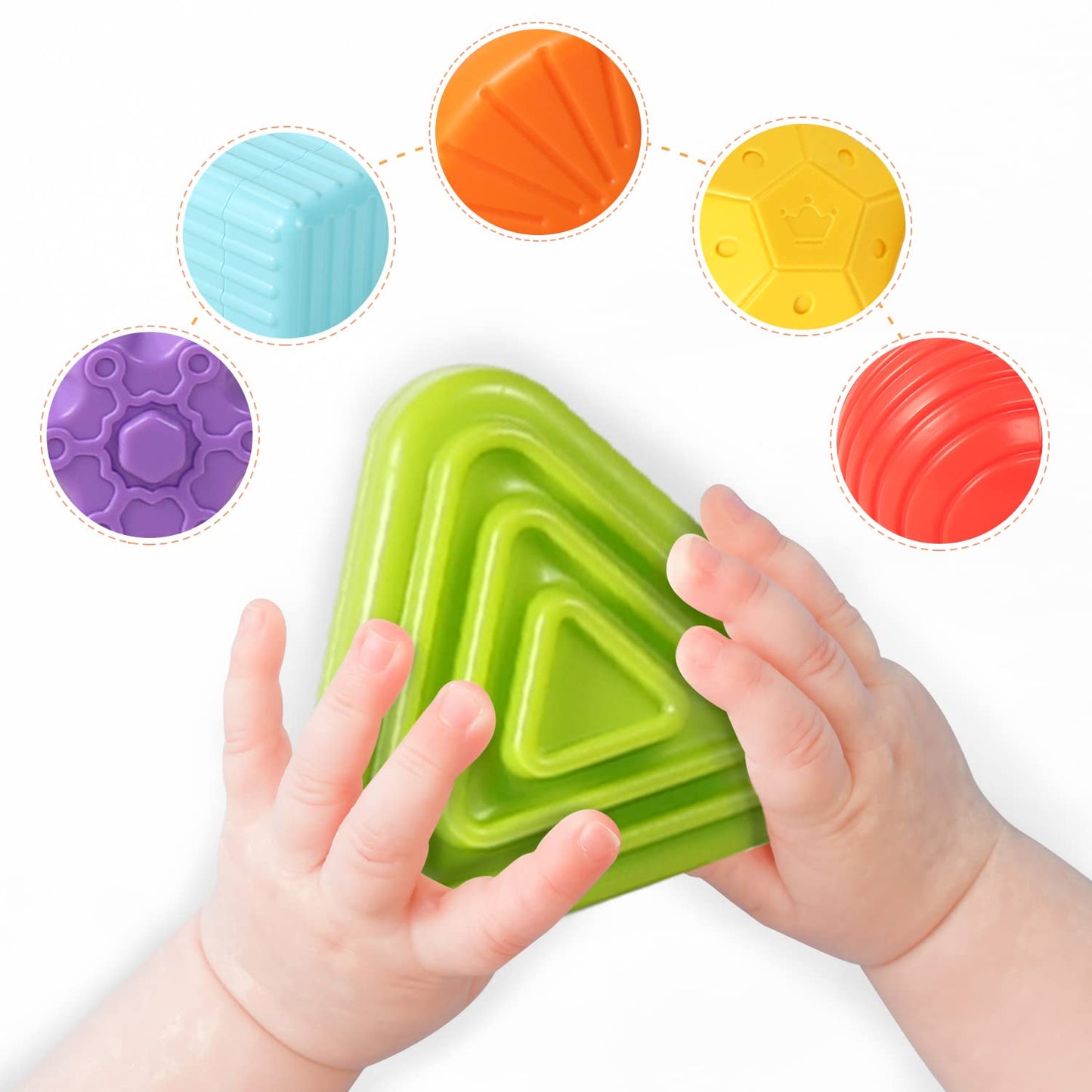 Tiyol Shape Sorter Baby Toys 12-18 Months, Montessori Learning, Developmental Toys, Cube Bin & 6 Sensory Shape Blocks, Fine Moto