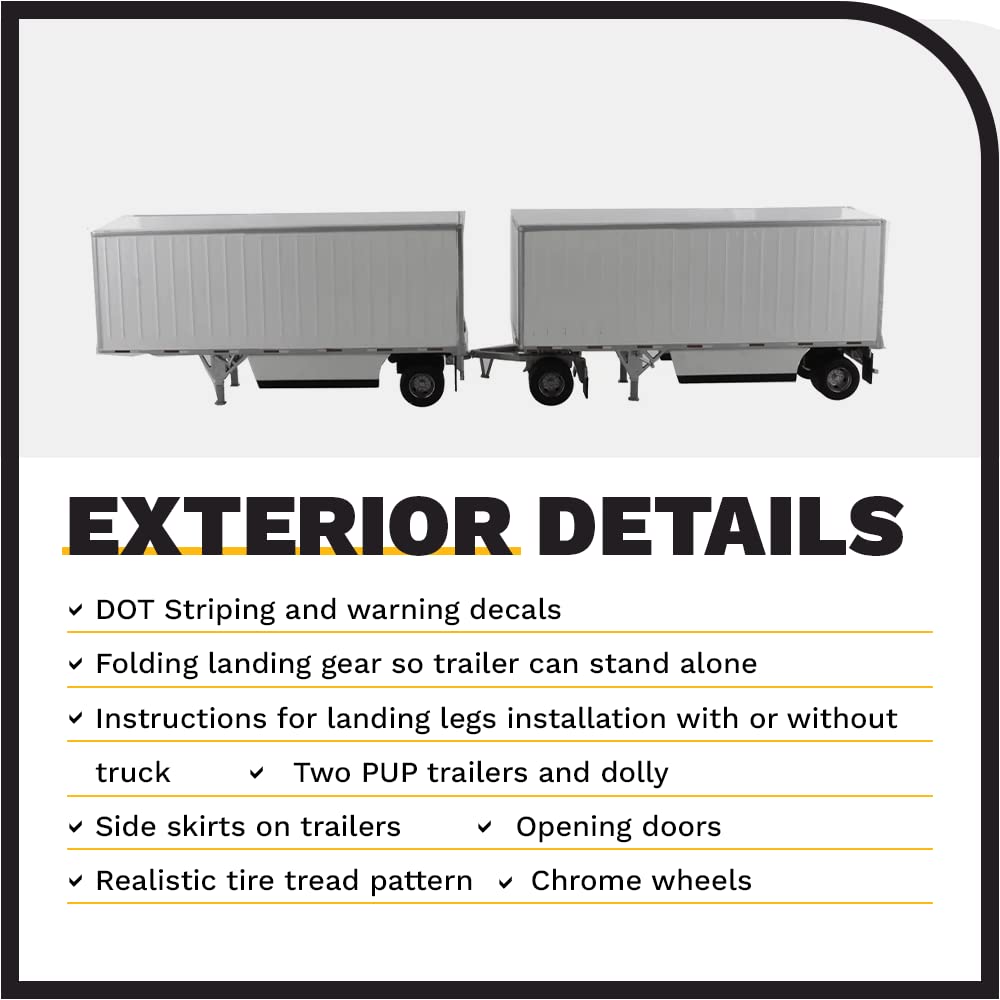 Wabash National 28' Double Pup Trailers White Transport Series 1/50 Diecast Model by Diecast Masters