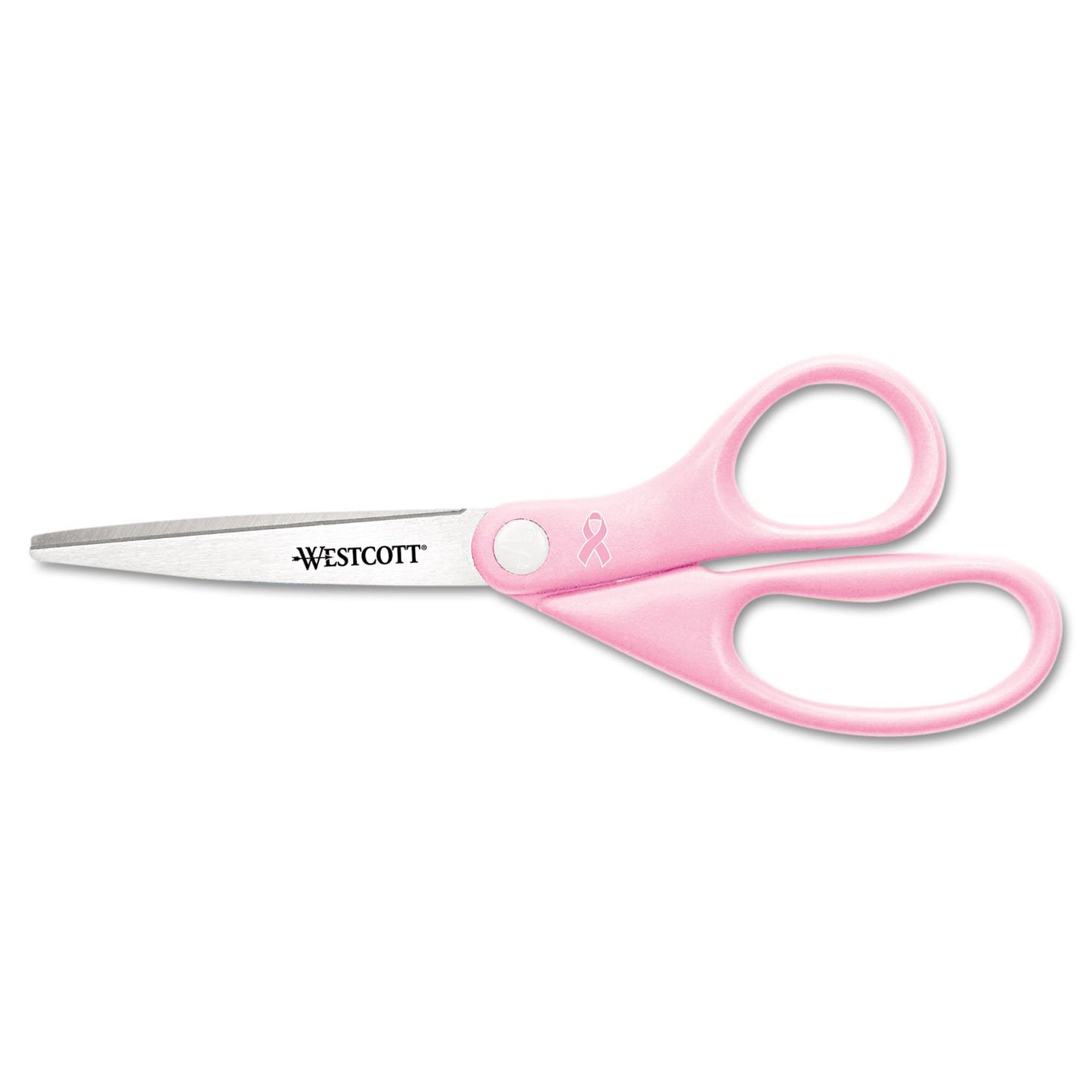 Westcott 15387 Pink Ribbon Stainless Steel Scissors with BCA Pin- 8 in. - Pink