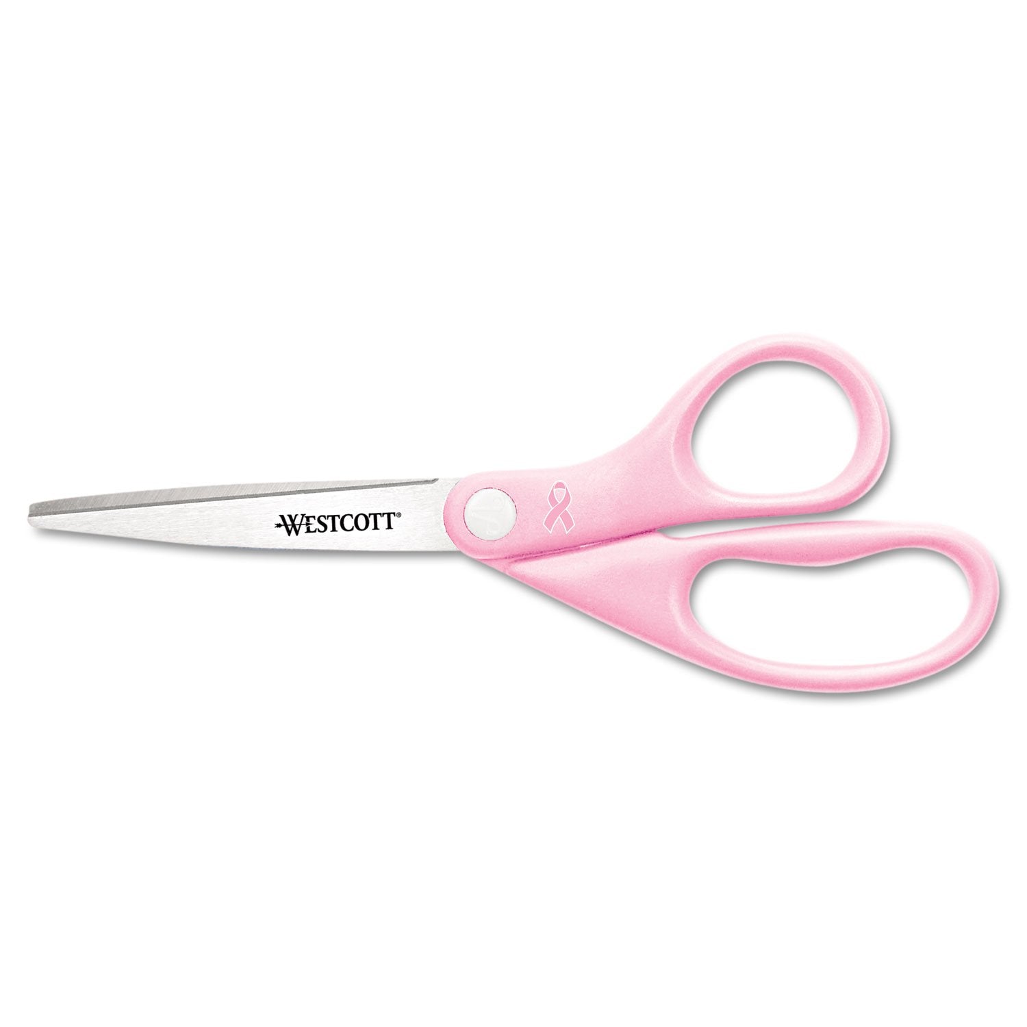 Westcott 15387 Pink Ribbon Stainless Steel Scissors with BCA Pin- 8 in. - Pink