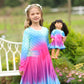 Bow Dream Cute Girl Dress And Matching American Girl Doll Clothes Accessories For Girls Dresses Size 140 Blue Pink