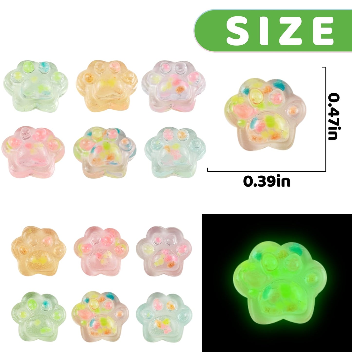 WOZADU 100 PCS Mini Resin Cat Paws Figures for Crafts Luminous Tiny Resin Animal Paws Miniature Things for Dollhouse Fairy Garden Micro Landscaping Decoration Cake Toppers Decor