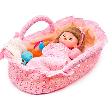 Baby Doll Bassinet Portable Carrier For 8-12 Inches Doll Accessories Baby Doll Crib Set Toys Baby Doll Cradle Sleeping Basket Be
