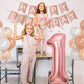Rose Gold 40Inch Number 1 Balloon, First Birthday Decorations For Girl With Rose Gold White Confetti Balloons, Happy Birthday Ba