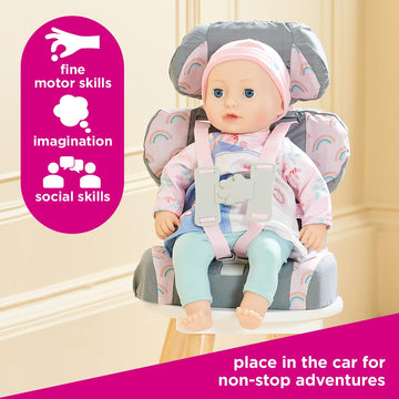 Casdon Grey Car Booster Seat. Dolls Car Booster Seat For Children Aged 3+. Suits Dolls Up To 35Cm In Size