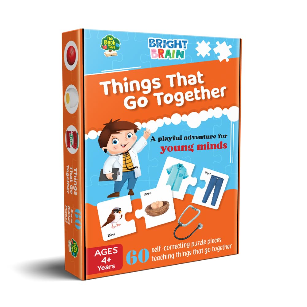 The Book Tree Bright Brain Things That Go Together 60 (30 Sets) Piece Jigsaw Puzzle For Preschoolers, Educational Toy For Learni