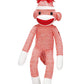 Made By Aliens Adorable Sock Monkey, The Original Traditional Hand Knitted Stuffed Animal Toy Gift-For Kids, Babies, Teens, Girls And Boys Baby Doll Present Puppet (20' Orange)