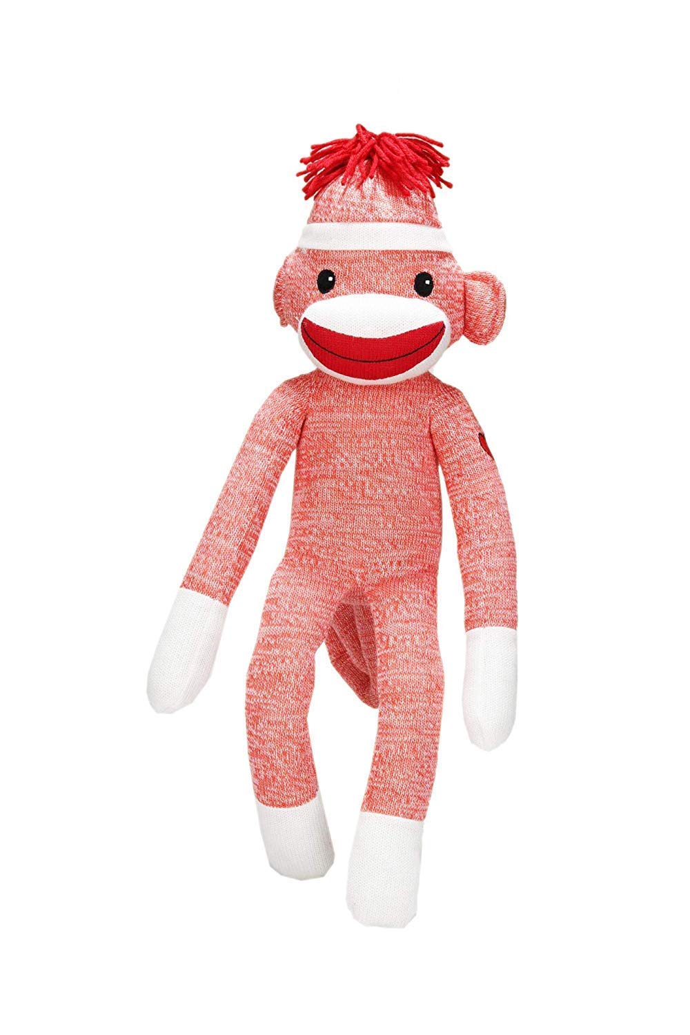 Made By Aliens Adorable Sock Monkey, The Original Traditional Hand Knitted Stuffed Animal Toy Gift-For Kids, Babies, Teens, Girls And Boys Baby Doll Present Puppet (20' Orange)