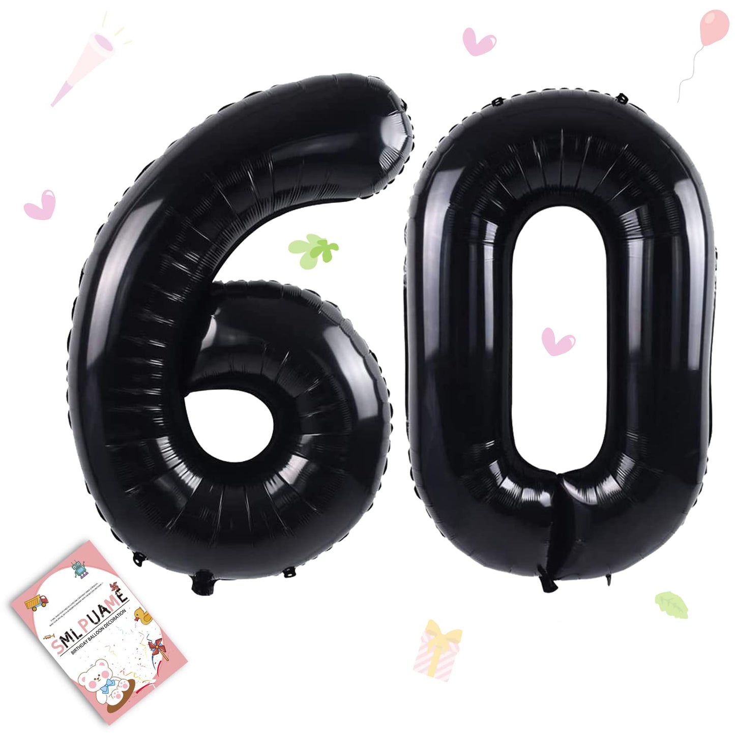 Smlpuame 40 Inch Number Balloon 0-9 Black Large Number 60 Balloons,Digital Balloons For Birthday Party Celebration Decorations S