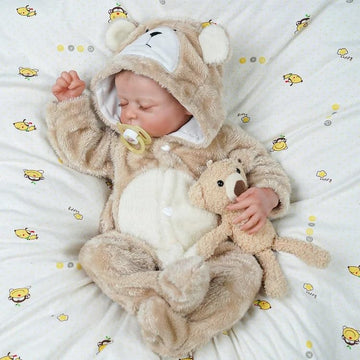 Babeside Reborn Baby Doll Clothes Set For 17-22 Inch Dolls Accessories, Cute Bear Baby Doll Clothes Onesie With Doll Hat For Rea